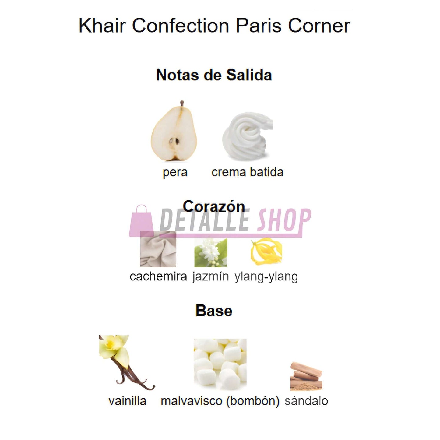Fragancia Khair Confection Paris Corner notas de pera y crema batida Comprar Khair Confection perfume floral y afrutado online