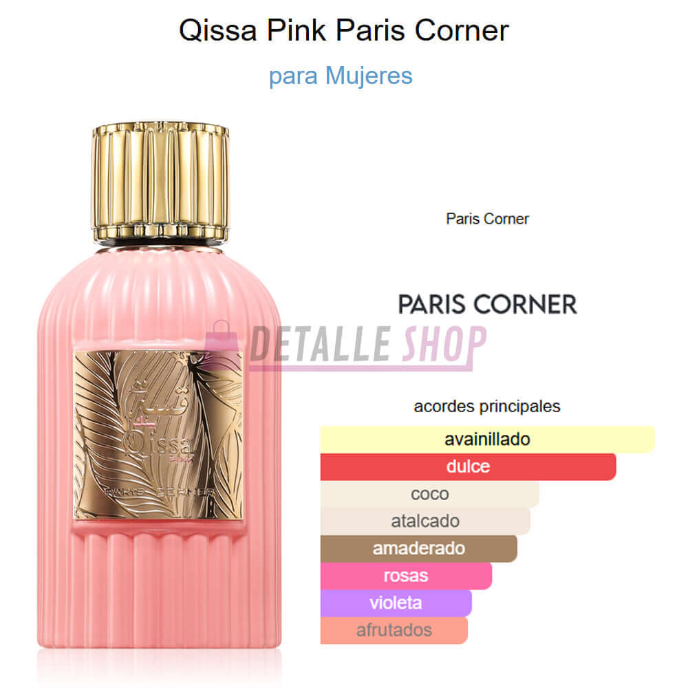 Perfume árabe dulce y cremoso Notas olfativas de Qissa Pink Paris Corner
