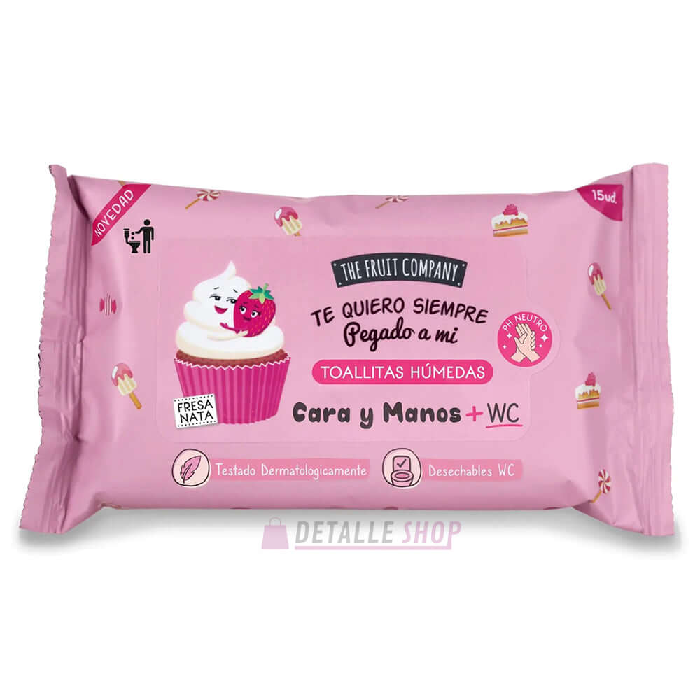 Toalhitas para rosto e mãos com creme de morango e WC - The Fruit Company