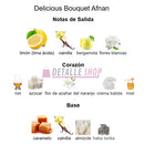 Delicious Bouquet de Afnan, perfume árabe elegante con notas olfativas únicas. Comprar online en perfumería árabe en Murcia, Valencia y Dubái.