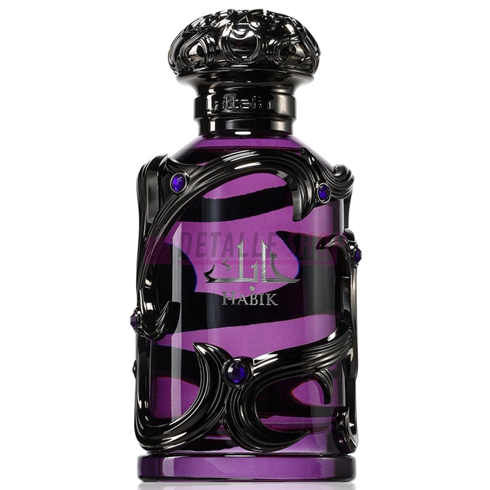 Frasco del perfume árabe Habik de Lattafa para hombres, diseño elegante y masculino