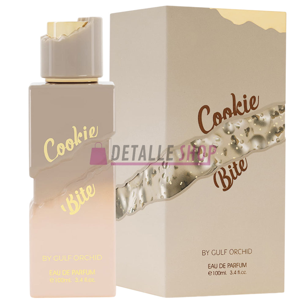 Perfume árabe Cookie Bite Gulf Orchid, femenino, dulce y gourmand con galleta, vainilla, caramelo y almizcle, bote verde. Comprar online en Lorca y Murcia.
