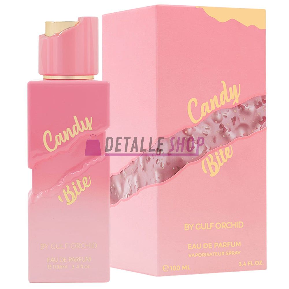 Perfume árabe Candy Bite Gulf Orchid, femenino, dulce y gourmand con algodón de azúcar, bote rosa, novedad, comprar online en Lorca y Murcia.
