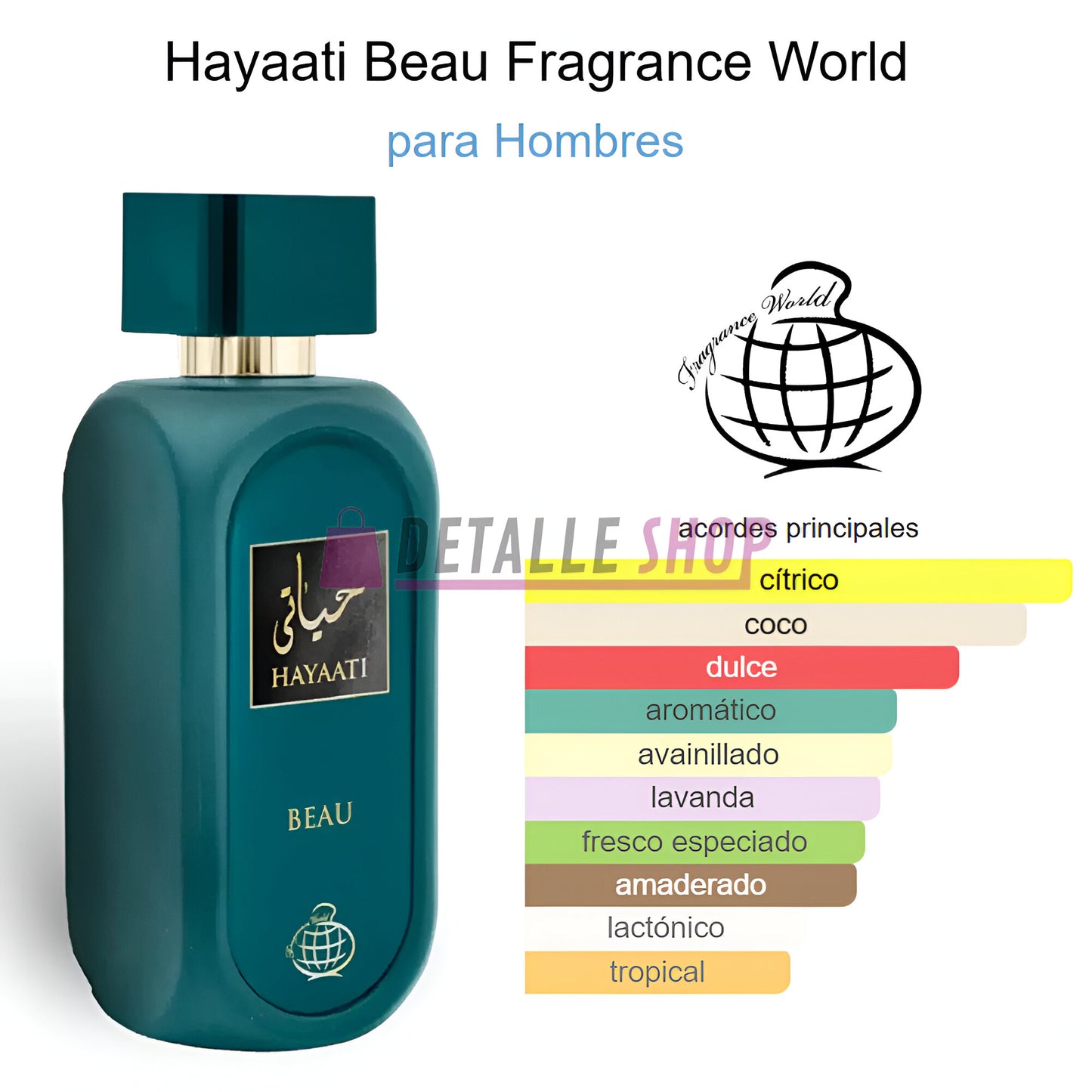 Perfume árabe masculino Hayaati Beau elegante y veraniego