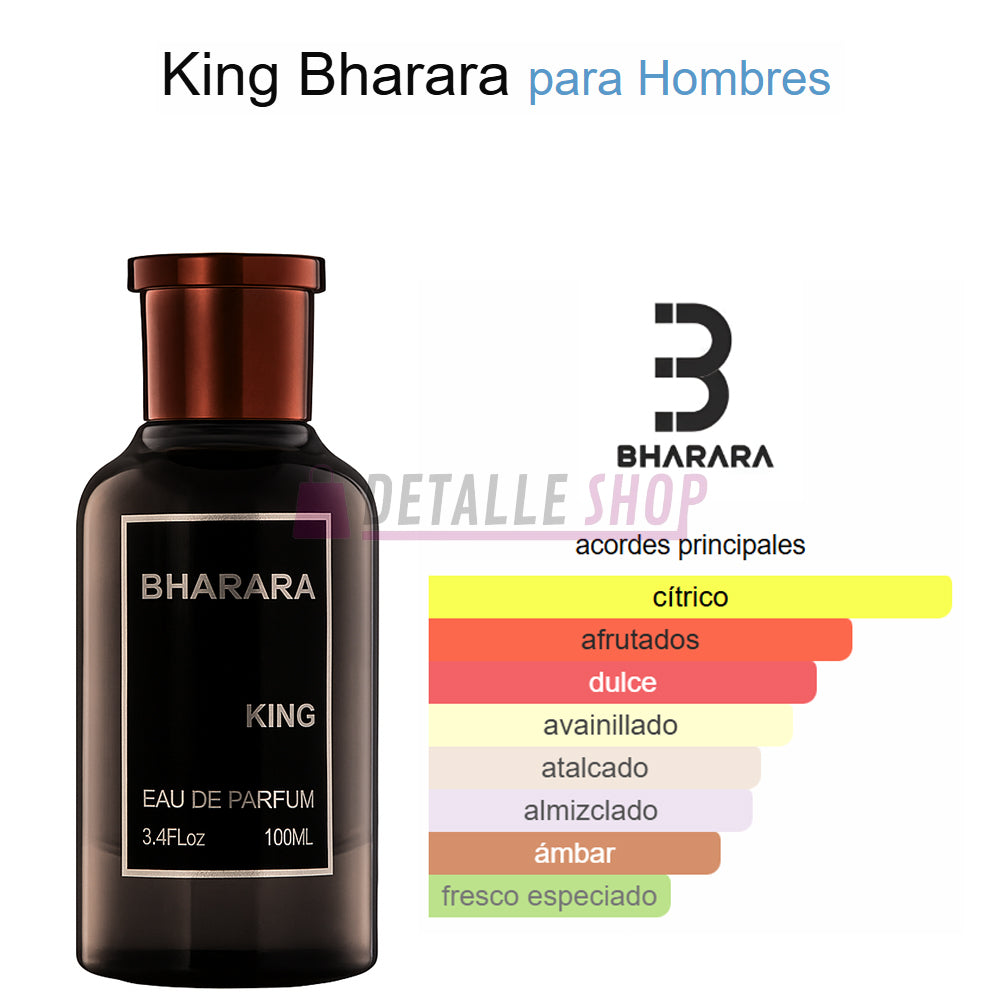 Perfume de hombre King de Bharara 100 ml, fragancia de lujo con aroma elegante y distintivo.