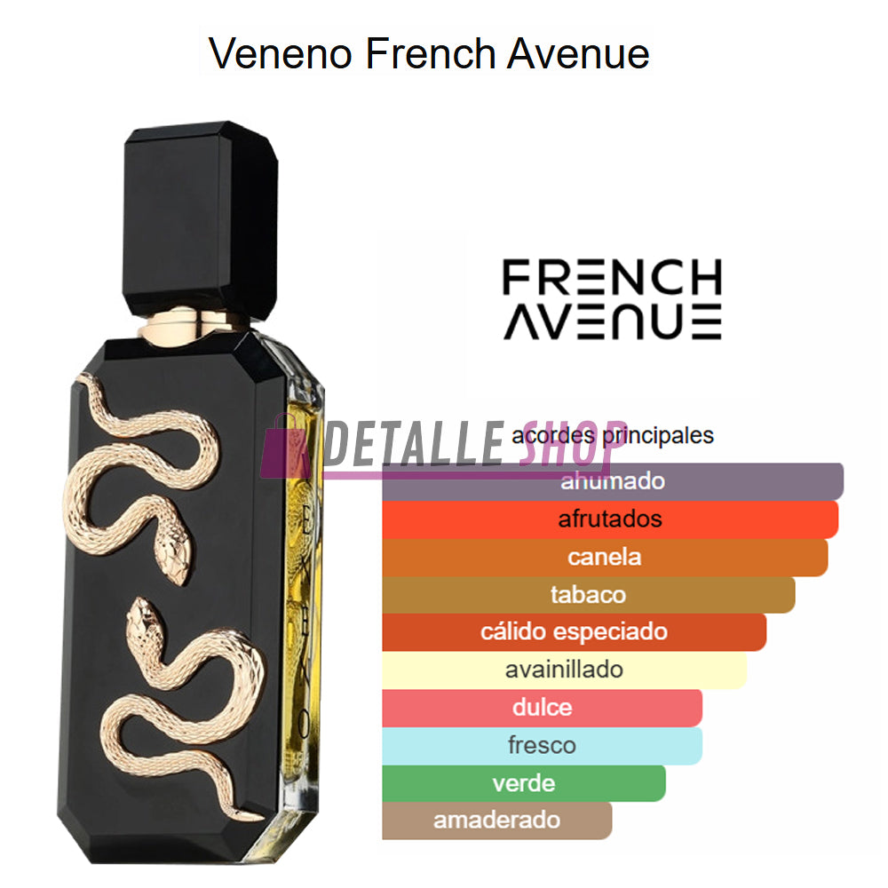 Perfume masculino árabe Veneno French Avenue, aroma seductor e intenso con gran proyección dubai oriental fragancia masculina duradera mas vendido novedad 2025 dubai lorca murcia alicante valencia madrid barcelona