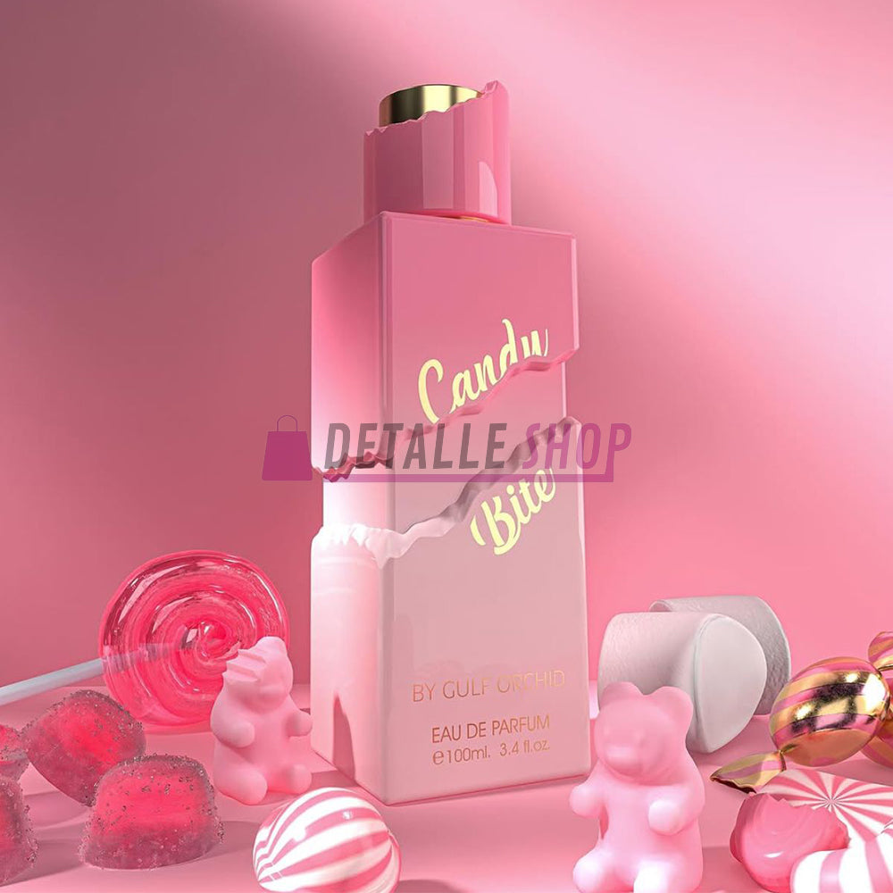 Perfumes originales Candy Bite Gulf Orchid, árabe gourmand, femenino y dulce, bote rosa, comprar online en perfumería árabe.