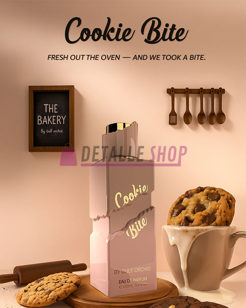 Perfumes originales Cookie Bite Gulf Orchid, árabe gourmand con galleta, vainilla, caramelo y almizcle, femenino y elegante. Comprar online en perfumería árabe.