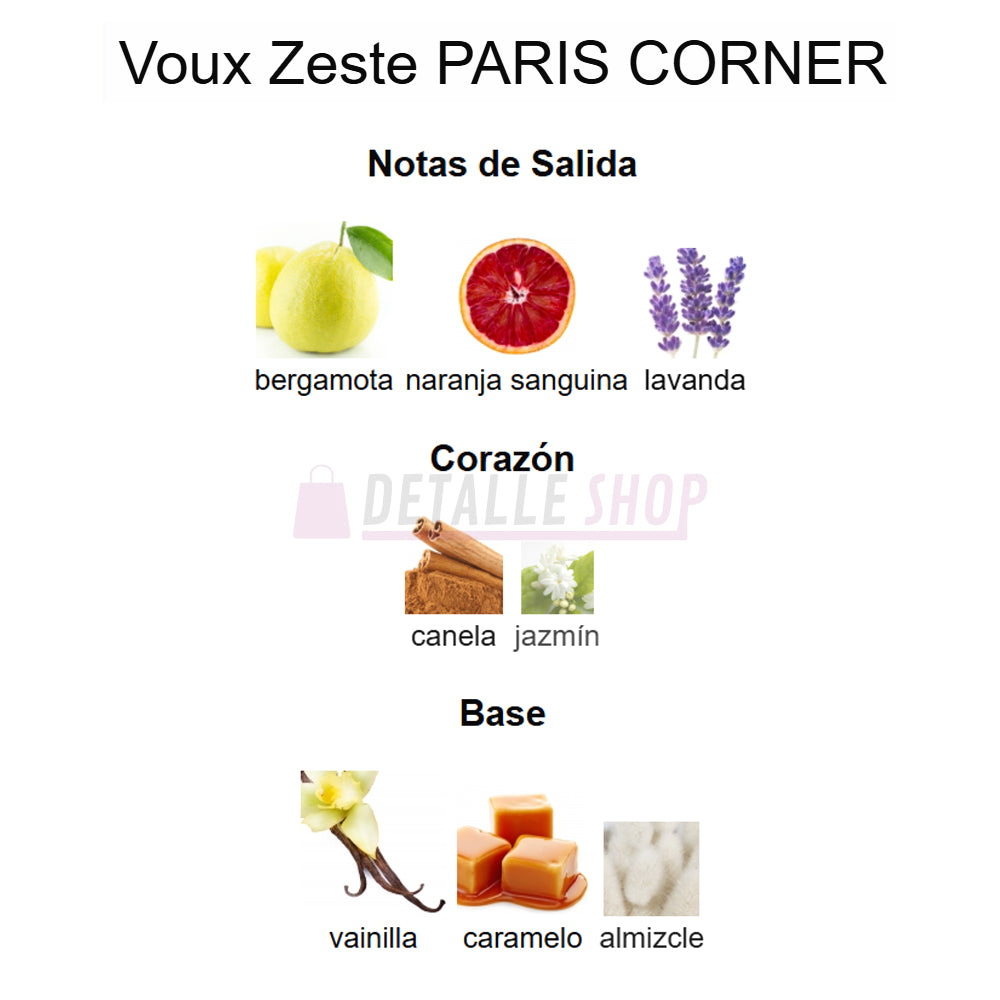 Fragancia Voux Zeste Eau de Parfum 100 ml de Paris Corner, perfume exclusivo con notas olfativas vibrantes