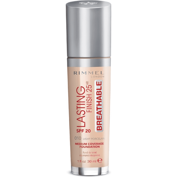 Base Breathable Foundation 010 Light Porcelain Rimmel Maquillaje