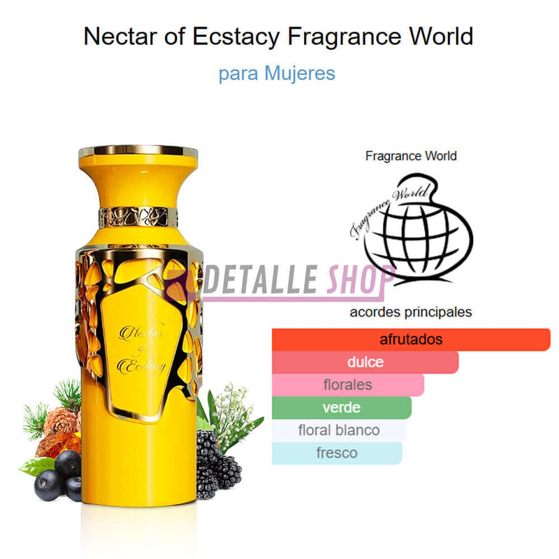 Perfume de alta gama con notas de vainilla y frutas como Nectar of Ecstasy  Perfume dulce y sensual para mujeres, Nectar of Ecstasy de Fragrance World
