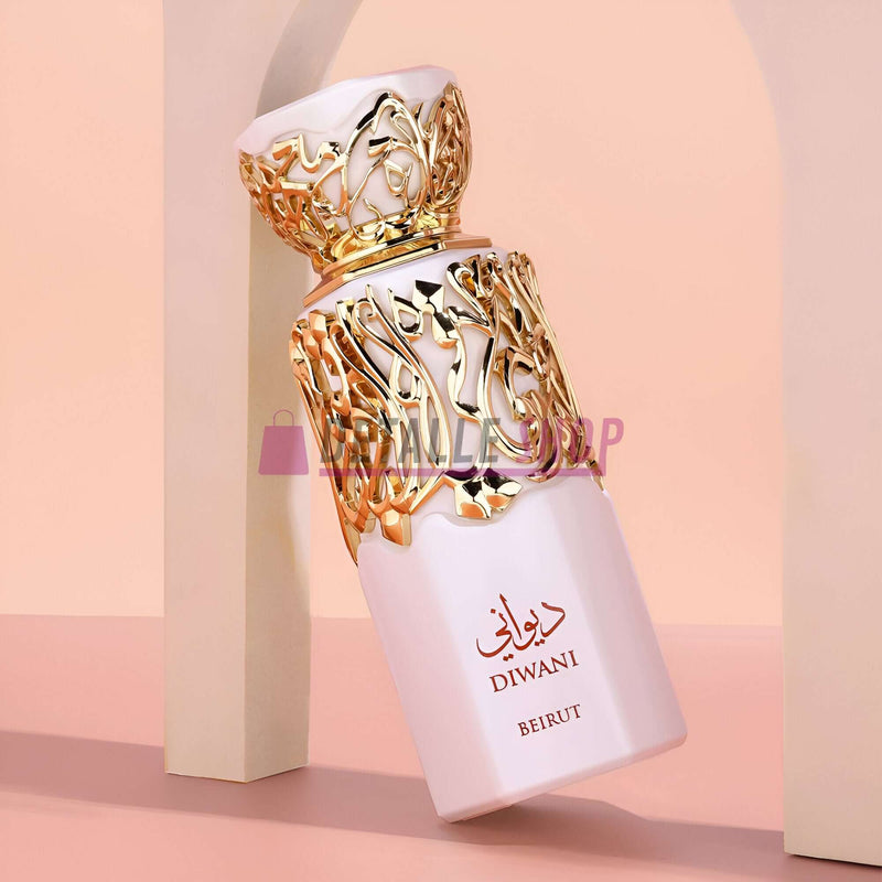 Diwani Beirut perfume bottle by French Avenue, showcasing an elegant design with intricate gold detailing, 100ml.