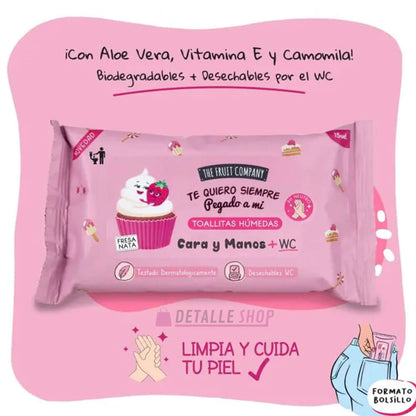 Toallitas Cara y Manos + Wc Fresa y Nata - The Fruit Company