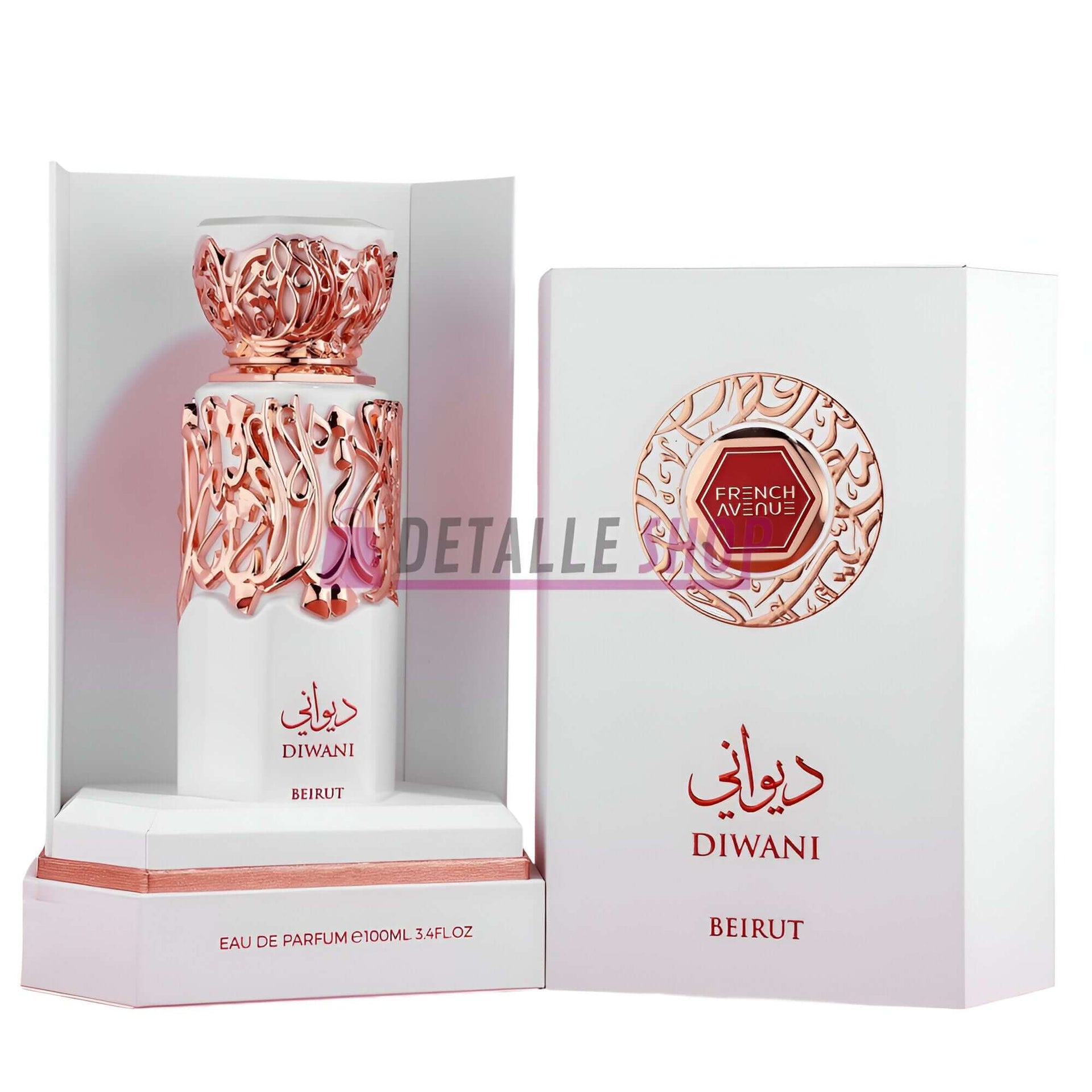 Diwani Beirut de French Avenue perfume 100ml in elegant packaging, showcasing unisex fragrance for timeless elegance.