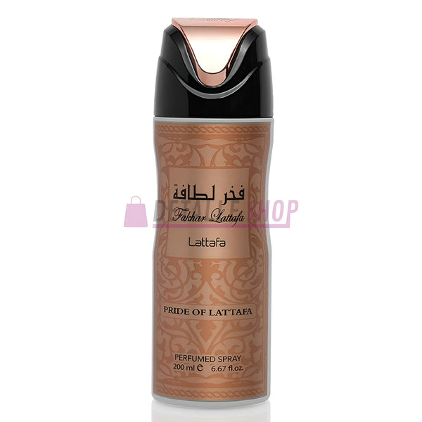 Desodorante femenino Fakhar Rose de Lattafa con aroma floral y afrutado de 200 ml