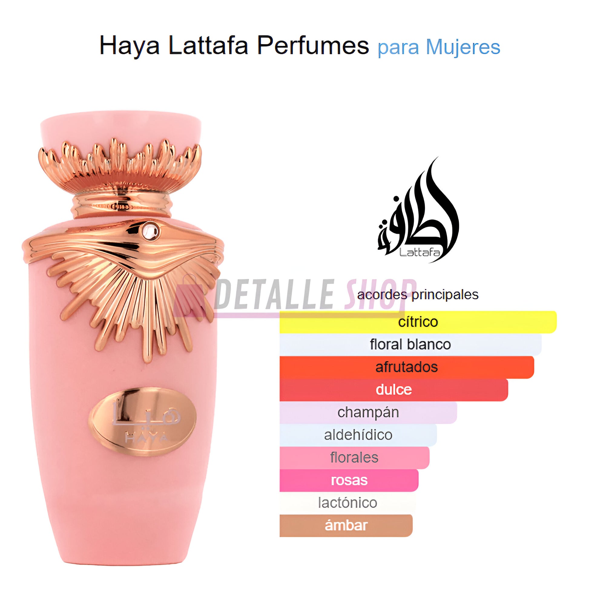 Fragancia femenina Haya Lattafa ideal para uso diario y regalo