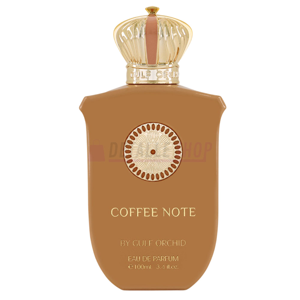 Botella del perfume Coffee Note de Gulf Orchid, diseño elegante que refleja la fragancia cálida y especiada de café