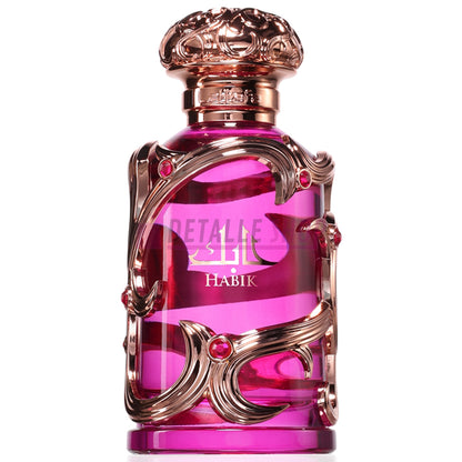 Frasco del perfume árabe Habik de Lattafa para mujer, diseño elegante y femenino