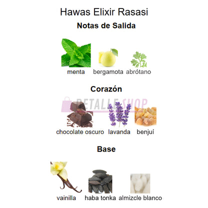 Perfume Hawas Elixir Rasasi en Valencia, aroma exclusivo y duradero, ideal como regalo o detalle