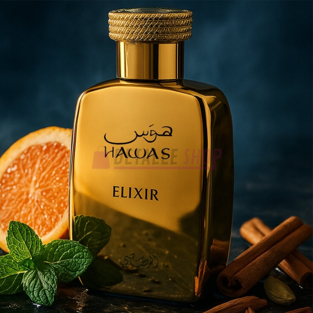 Perfume Hawas Elixir Rasasi en Málaga, fragancia oriental sofisticada para hombres elegantes