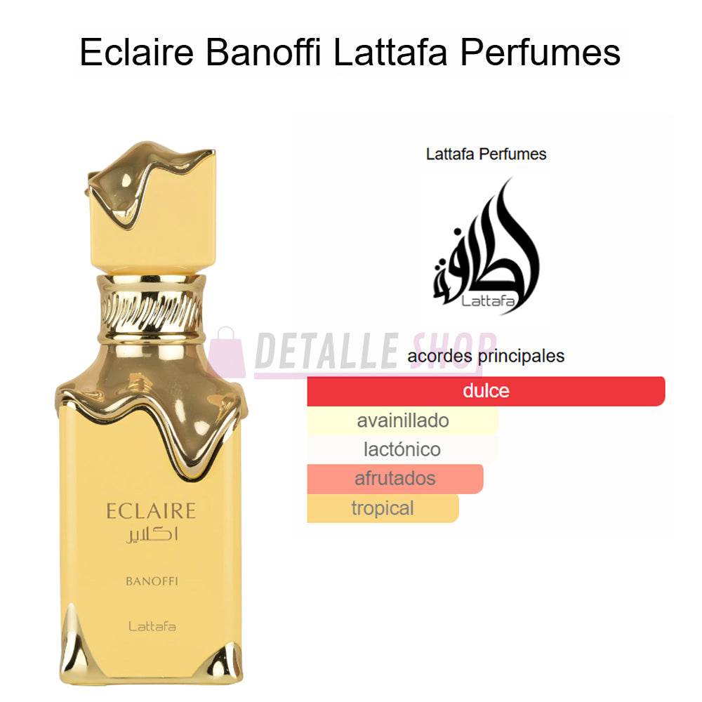 Perfumes Lattafa mujer Éclaire Banoffi. Comprar perfumes árabes en Madrid, Barcelona y Valencia. Perfumes árabes disponibles en España y Portugal.