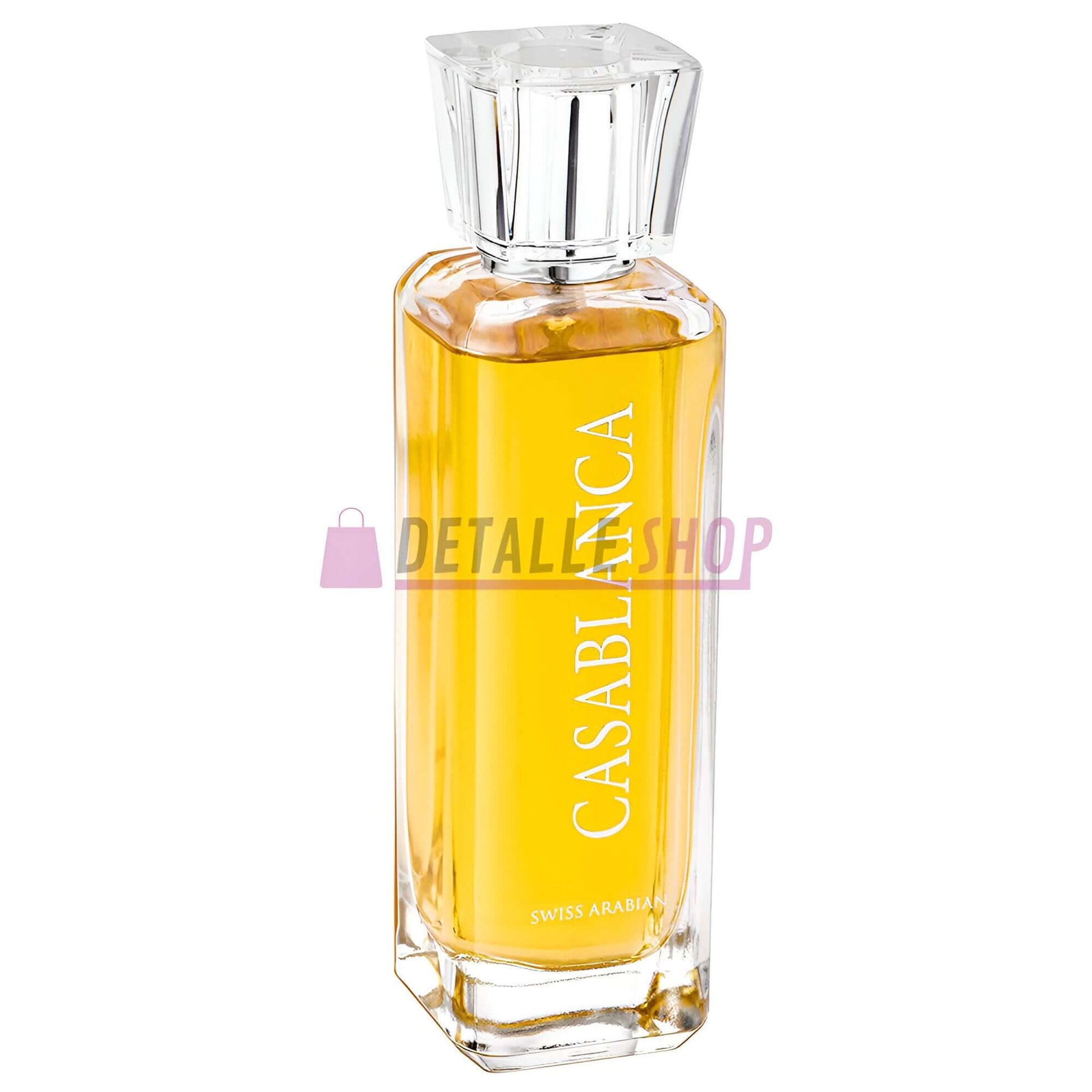 Casablanca de Swiss Arabian perfume mujer 100ml en botella elegante, captura esencia frutal y amaderada.