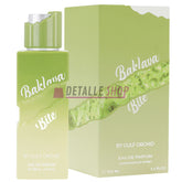 Perfume árabe Baklava Bite Gulf Orchid, femenino, dulce y gourmand con pistacho, miel, durazno y vainilla, bote verde. Comprar online en Lorca y Murcia mayoristas