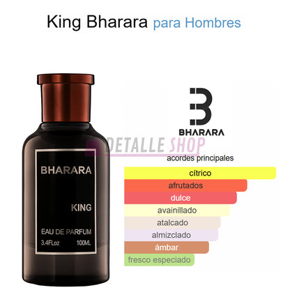Perfume de hombre King de Bharara 100 ml, fragancia de lujo con aroma elegante y distintivo.