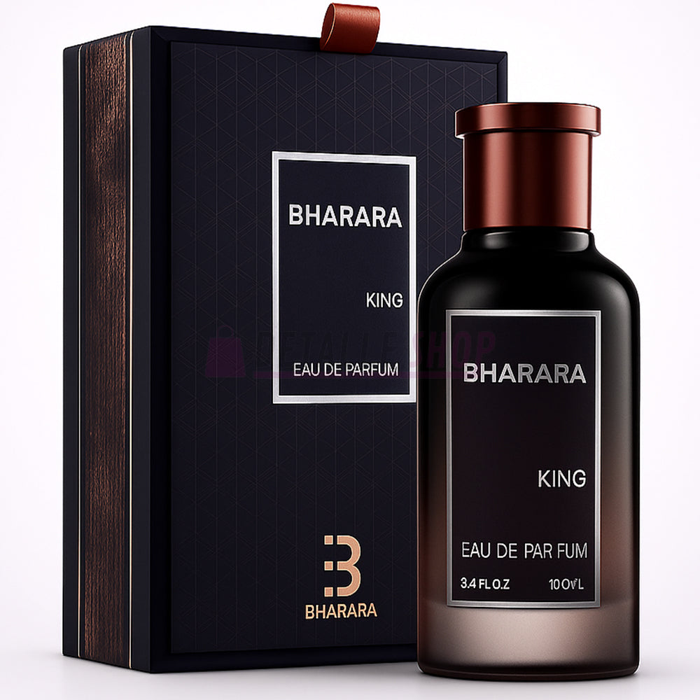 Perfume King de Bharara para hombre, fragancia masculina intensa y elegante, aroma citrico, avainillado y duradero.