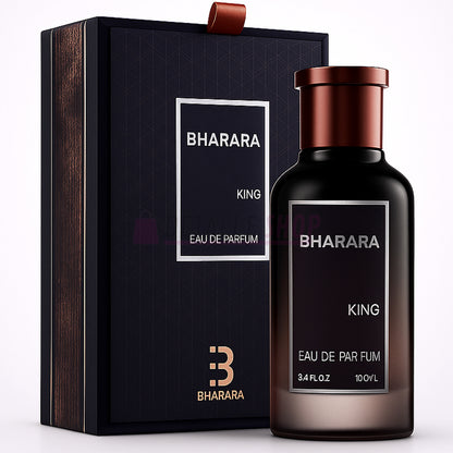 Perfume King de Bharara para hombre, fragancia masculina intensa y elegante, aroma citrico, avainillado y duradero.