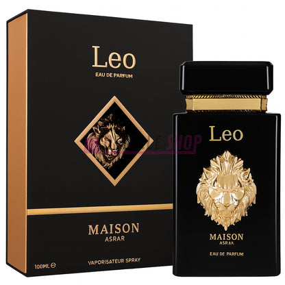 Perfume Leo de Maison Asrar, fragancia unisex oriental cuero intensa y elegante.