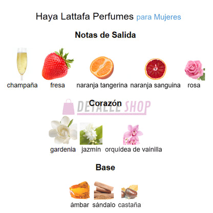 Perfume de lujo para mujer Haya de Lattafa con jazmín y vainilla