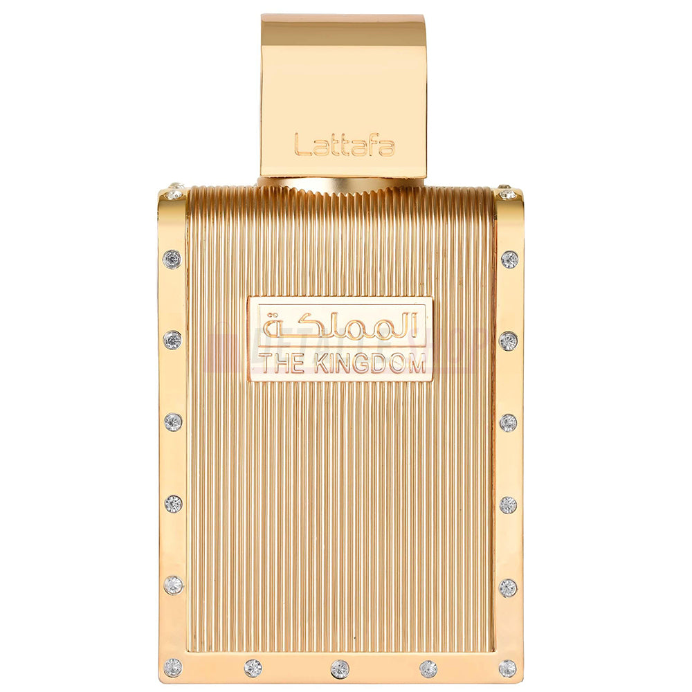 Fragancia masculina THE KINGDOM de Lattafa con notas orientales y amaderadas.
