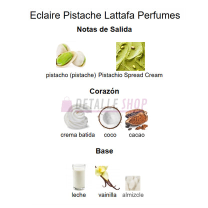 Eclaire Pistache Lattafa disponible en Alicante, perfumería árabe en Málaga y comprar Eclaire en Murcia