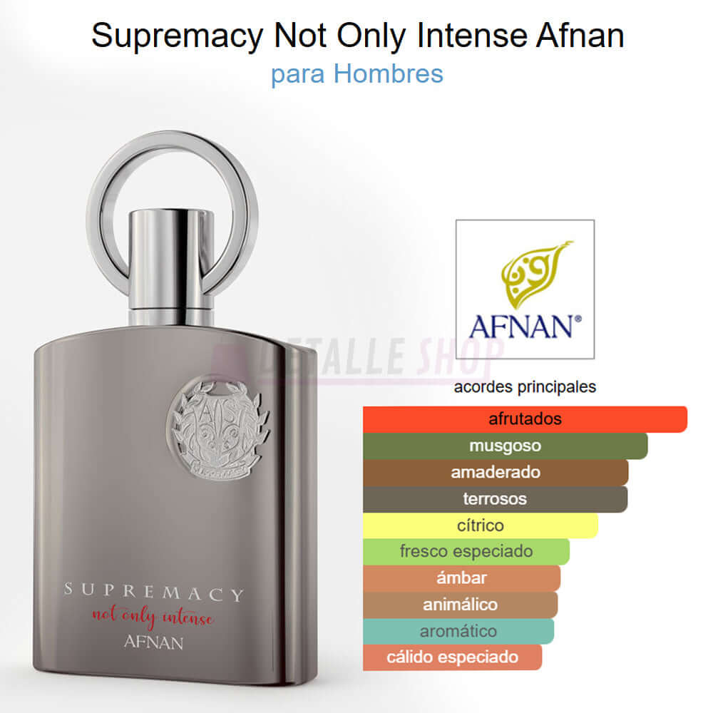 Reseñas y opiniones de Supremacy Not Only Intense de Afnan, perfume árabe de perfumería en Murcia y Alicante.