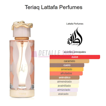 Lattafa teriaq fragancia perfume arabe dulce mujer vainilla detalle regalo dubai