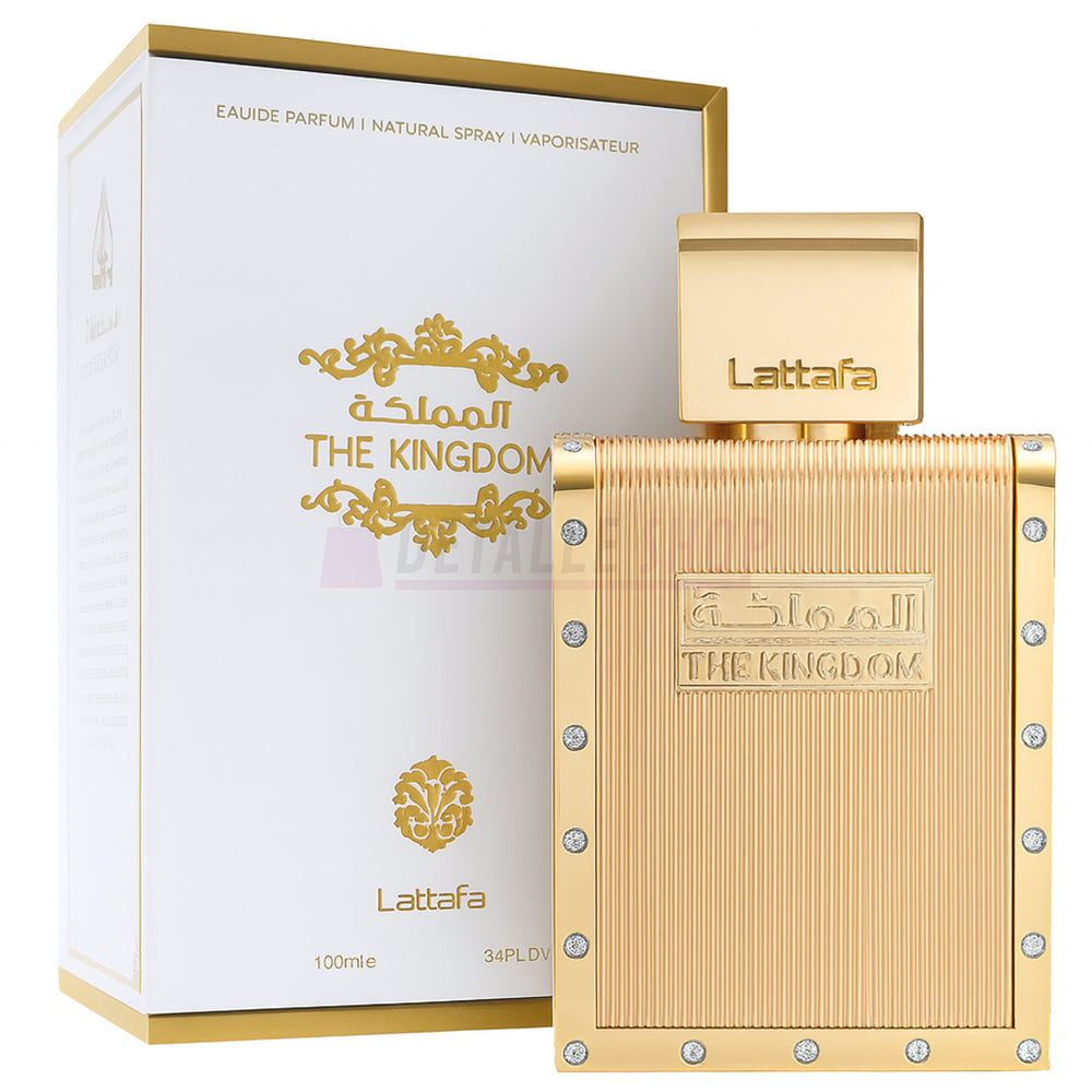 Perfume árabe para hombre THE KINGDOM de Lattafa, aroma elegante y duradero.