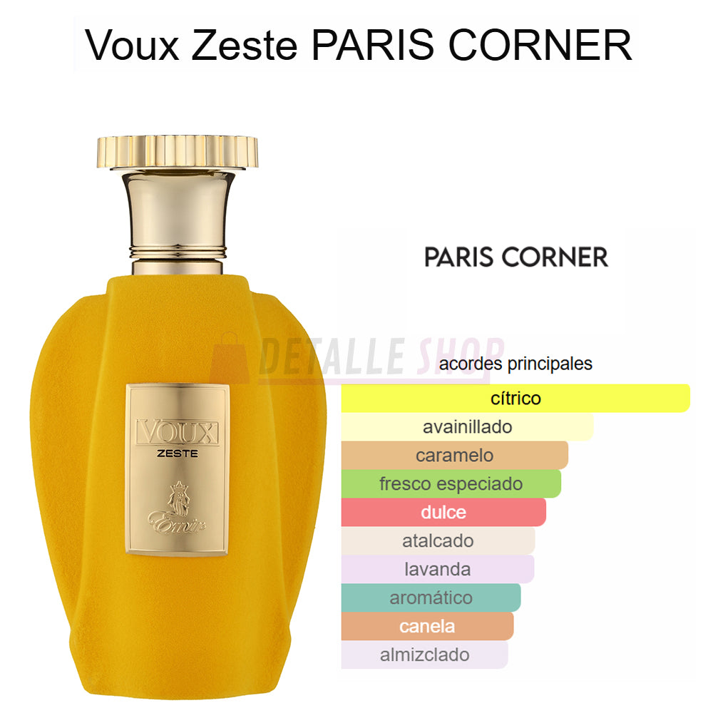 Voux Zeste Paris Corner Eau de Parfum para hombre y mujer, aroma fresco con notas cítricas y sofisticadas