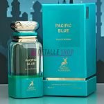Pacific Blue de Maison Alhambra 80ml eau de parfum bottle and box, fresh citrus fragrance for all occasions.