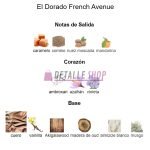 Detalle del perfume El Dorado – Notas de oud, vainilla y cuero Notas Perfumes árabes Dubái Oriental Lorca