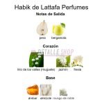 Ingredientes del perfume árabe Habik de Lattafa para mujer con flores y frutas frescas