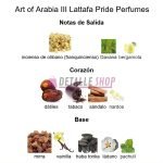 Perfume Lattafa Pride Art of Arabia III, fragancia intensa con fondo dulce para hombre notas olvativas reseñas opiniones cliente composicion dubai comprar online dubai oriental lorca murcia alicante valencia