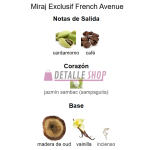 Opiniones y reseñas del perfume Miraj Exclusif French Avenue, fragancia árabe para mujer con notas intensas y duraderas.