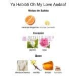 Asdaaf Ya Habibti elegante y luminoso perfume floral oriental con ámbar y notas florales para mujer.