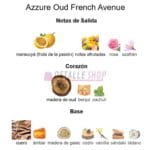 Perfume masculino Azzure Oud de French Avenue con notas de oud cuero y maderas notas olfativas