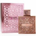 Perfume Divine de Rayhaan para mujer, fragancia árabe floral gourmand con notas de jazmín, pachulí y almizcle.