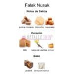 Presentación de lujo del perfume Falak de Nusuk aroma avainillado para mujer notas