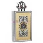 Fragancia masculina King of Arabia Lattafa con notas de oud, cuero y ámbar