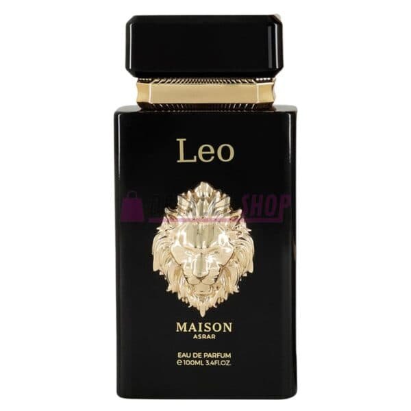 perfume Maison Asrar Leo, aroma potente y duradero botella perfume leon