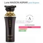 Perfume árabe femenino Maison Asrar Luna, fragancia duradera y luminosa para mujer.